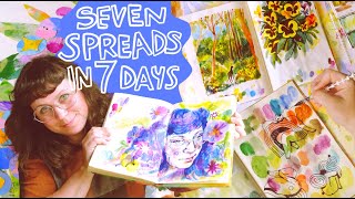 Sketchbook 7 Spreads in 7 Days [upl. by Knowland937]