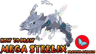 How To Draw Mega Steelix Pokemon  Drawing Animals [upl. by Julio]