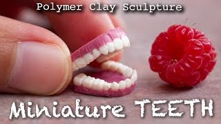 Miniature TeethDentures Sculpture from Polymer Clay  Fimo Tutorial [upl. by Winston2]