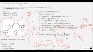 Interview Questions  Convert Sorted Array to Binary Search Tree  JavaScript  NodeJS  leetcode [upl. by Black802]