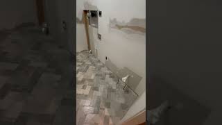 Herringbone tile floor in laundry room [upl. by Bryon39]