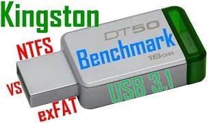 rd 232 Kingston DT50 16GB USB 31 NTFS VS exFAT Benchmark [upl. by Cailly]