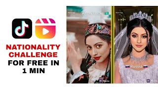 How To Make Nationality Challenge Reel For Free Check how id look in different nationalities Reels [upl. by Tirma]