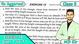 Ex 14 Q1 to Q11  Area of Triangles and Quadrilaterals  Class 9  Rs Aggarwal  CBSE  Md Sir [upl. by Ernestine]