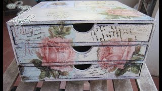 Como decorar una cajonera de madera con decoupage y decapado  conideade [upl. by Pentha]