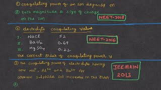 HardySchulze Rule NEET JEE previous years questions 👍Surface chemistry [upl. by Okimat]