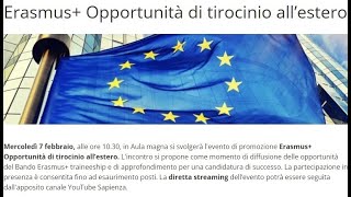 Erasmus Opportunità di tirocinio all’estero [upl. by Lougheed]