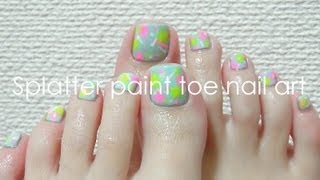 Splatter paint toe nail art  ペイント風ネイルアート [upl. by Petronille]