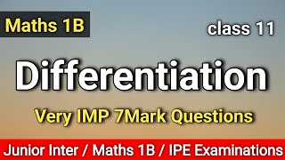 Class 11  Maths1B Differentiation Very Imp 7M Questions maths1b Differentiation [upl. by Nace]