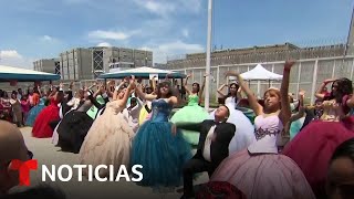 Celebran fiesta de 15 años de hijas de reclusas en México  Noticias Telemundo [upl. by Ihskaneem357]