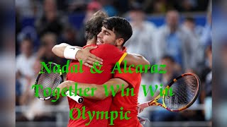 Nadalalcaraz togetherwins olympicsnadalalcaraztennissportsnews sports tennisplayer news [upl. by Odlauso]