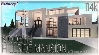 Bloxburg  Modern Hillside Mansion No Advanced Placement 114k  Speed Build [upl. by Bonnell309]