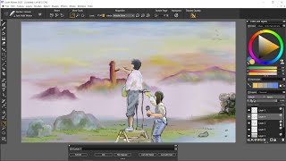 Corel Painter 2023  Painting the painter who paints a landscape [upl. by Marbut]