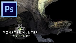 Rathian  Monster Hunter World  Photoshop Painting [upl. by Hodess]