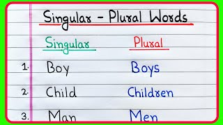 Singular and Plural Words  Singular and Plural in English Grammar  10 Singular and Plural Nouns [upl. by Adiell]