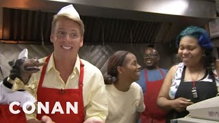 Jack McBrayer amp Triumph Visit Chicagos Wieners Circle  CONAN on TBS [upl. by Howe353]