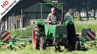 Tedding with old Fendt Farmer 104 S  DeutzFahr  Lieren  Netherlands  2015 [upl. by Htennek]