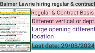 balmer Lawrie company  Hiringregular mode or fixed term contractdifferent positions [upl. by Aitra]