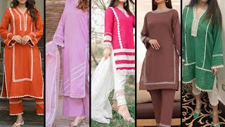 40Latest Plain Dress Design With Lace For Girls 2024  Casual Plain Dress Designing Ideas With Lace [upl. by Etessil]