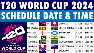 T20 World Cup 2024 Schedule  ICC T20 World Cup 2024 Schedule  2024 T20 World Cup Schedule [upl. by Dylane]