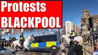 Blackpool Protest Saturday HUGE Police Presence 👮‍♂️🚓 [upl. by Akimehs]