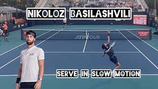 Nikoloz Basilashvili serve in slow motion [upl. by Engeddi719]