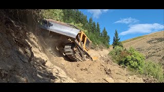 Bulldozing a Track on a Steep Hill with a Caterpillar D5 [upl. by Arenahs670]