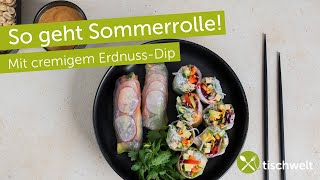 Vietnamesische Sommerrollen mit Erdnusssoße  Rezept  frisch gerollt in Reispapier [upl. by Niamrahc942]