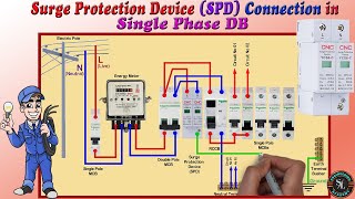 Surge Protection Device SPD Connection in Single Phase DB  How to Install Surge Protection Device [upl. by Andrea]