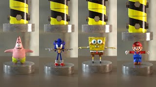 Sonic Super Mario amp SpongeBob  Satisfying Hydraulic Press Compilation😁 [upl. by Zoha]