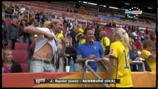 Josefine Öqvist quotuncensored versionquot changing shirt with german supporter [upl. by Hallette]