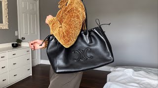 REVIEW  Celine Cabas Drawstring Cuir Triomphe [upl. by Haroppizt]