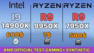 R9 9950X VS I9 14900K VS R9 7950X GAMING SYNTHETIC TEST AMD RYZEN 9950X NEW ZEN5 CPU  RTX 4090 [upl. by Nednal]