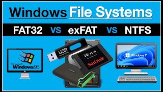 Windows File Systems  FAT32 vs exFAT vs NTFS [upl. by Nedry867]