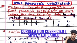 Calculate coefficient of correlation given the following data   CLASS 11  CORRELATION  ECO [upl. by Daisey]