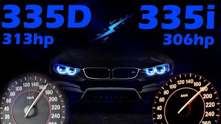 BMW F30 335D 313hp VS 335i 306hp Acceleration test 0200 [upl. by Hamel]