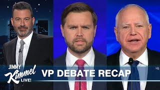 Jimmy Kimmel Breaks Down the Vice Presidential Debate Between JD Vance amp Tim Walz [upl. by Shurlocke]