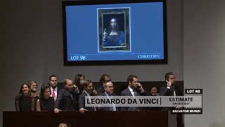 Leonardo da Vincis Salvator Mundi  2017 World Auction Record  Christies [upl. by Brasca]