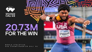 OHagan throws huge PB for world U20 shot put gold  World Athletics U20 Championships Cali 2022 [upl. by Thurnau]