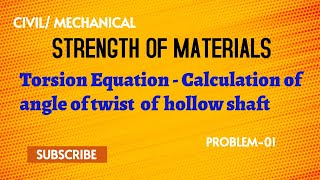 Find the angle of twist per metre length of a hollow shaft of 100 mm external diameter and 60 mm [upl. by Ahgiela863]