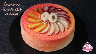 Recette dEntremets Nectarine Litchi et Amande  Nouveau décor 😉 [upl. by Harutek]