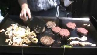 Gooey arm burger on Blackstone Grill [upl. by Edrahs]