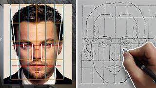 How to Draw FACES with ACCURATE PROPORTIONS amp FEATURES Front View  Tutorial [upl. by Aholla]