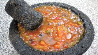 SALSA DE MOLCAJETE MARTAJADA 2  RECETA FACIL [upl. by Aineval]