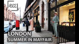 🇬🇧 Luxury Streets of Mayfair London in Summer  4K HDR [upl. by Sone]