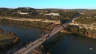 360 Bridge Pennybacker Bridge in Austin Texas  4K Cinematic Mavic Air 2 Drone Images [upl. by Ymot595]