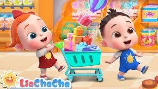 Shopping at the Supermarket  Kids Songs amp Nursery Rhymes  LiaChaCha [upl. by Attikin832]