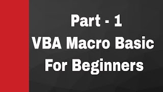 Part  1  VBA Macro basic in tamil for beginners [upl. by Andras2]