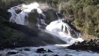 The Husedalen waterfalls Kinsarvik Hordaland Norway [upl. by Burkhard]