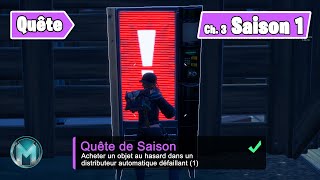 Acheter un objet au hasard dans un distributeur automatique défaillant Fortnite Quête de saison [upl. by Sachi]